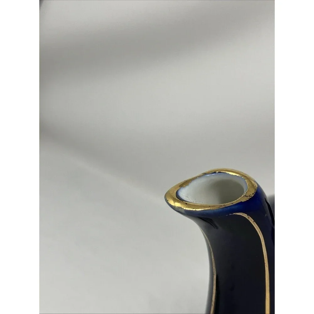 Hall USA Teapot Cobalt Blue & Gold 0223 Blue w Gold Trim 6 Cup Albany Model